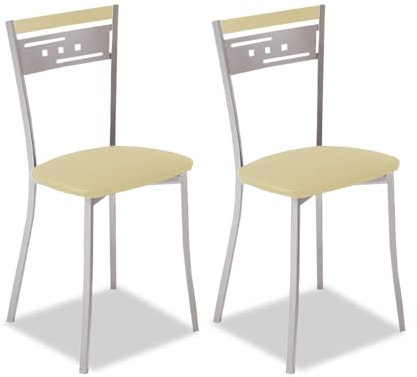 ASTIMESA Dos Sillas de Cocina Metálica Respaldo y Asiento Beige