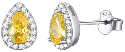 ChicSilver Clou doreille Topaze Jaune Femme Argent 925 Boucle d'oreille Puces Puces Goutte Pierre de Naissance Novembre Bijoux Brillant Cadeau Anniversaire pour Maman Fille