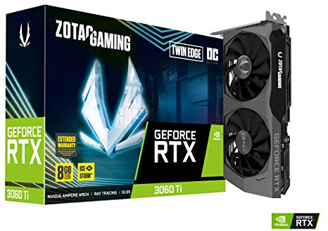 ZOTAC Gaming GeForce RTX™ 3060 Ti Twin Edge OC LHR 8 Go GDDR6 256 bits 14 Gbps PCIE 4.0 Carte graphique de jeu, IceStorm 2.0 Refroidissement avancé, contrôle actif du ventilateur, arrêt du ventilateur