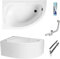 ECOLAM Baignoire d'angle acrylique Standard Polimat 130x85cm gauche, tablier en acrylique, pieds, siphon, silicone, Belle forme Aspect moderne original produit