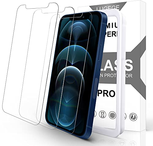 Lugege Protector de pantalla para iPhone 12 Pro Max, vidrio templado HD Anti Scratch Work con la mayoría de los estuches, 6.7 pulgadas, paquete de 3