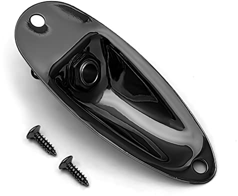 MAXCHEER Plaque d'entrée de guitare - Style bateau - 6,35 mm - Avec vis pour guitare électrique Fender Stratocaster Strat St Mono - Pièces de rechange (noir)