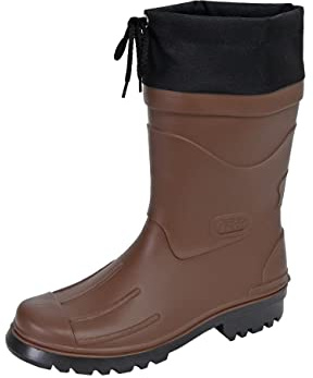 MADSea Herren Jungen Gummistiefel Nils-Hannes | Halbhoher wasserdichter, ungefütterter Regenstiefel | mit verschnürbarer Nylonstulpe, braun/schwarz, 42