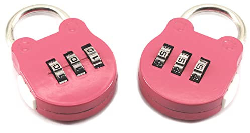Random Color 2 Pcs Cute Small Combination Locker Padlock, 3 Digit Code Combination Padlock Password Lock for Locker Drawer Suitcase Backpack Gym School Bicycle Bike Basket Travel Case Bag