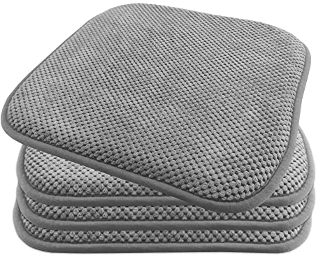 TRISENS Komfortable & praktische Gel-Kissen 40x40 - Stuhlkissen mit modernem Memory-Schaumstoff - gepolsterte Sitzkissen Out- und Indoor Gartenkissen Stuhlauflage rutschfest, Farbe:Hellgrau, Set:4er