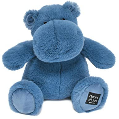 Histoire d'Ours - Peluche Hippopotame - Hip'Blue - Bleu - 25 Cm - Peluche Douce et Mignonne pour les Calins - Idée Cadeau de Naissance et Anniversaire pour Fille et Garçon - L'HIPPO - HO3109