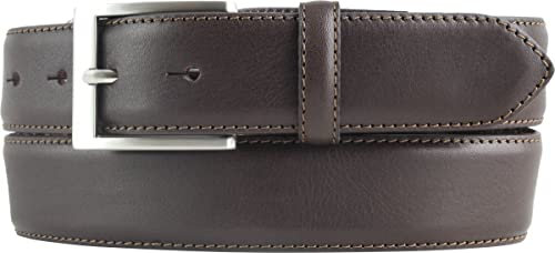Hochwertiger Anzuggürtel aus Vollrindleder 3,5 cm | Bombierter Ledergürtel Herren 35mm | Business-Gürtel made in Italy | Braun 120cm