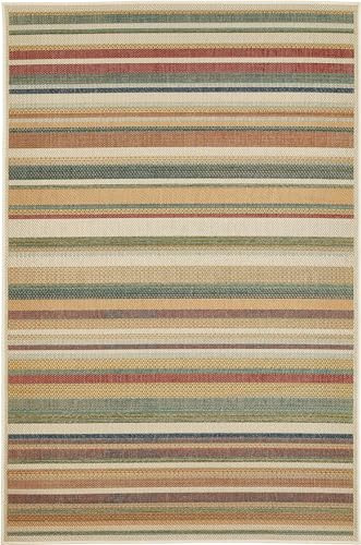 andiamo Outdoor Teppich Sedona bunt, Terrassenteppich wetterfest, flach, gekettelt, Design mit geometrischen Mosaikmuster und Streifen, 200 x 290 cm - Multi