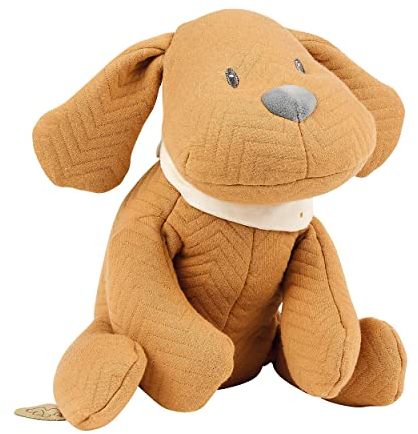 Nattou Doudou, Chien Charlie, Compagnon de Route dès la Naissance, Env. 30 cm, Végétalien, Jacquard, Coton/Polyester, Caramel