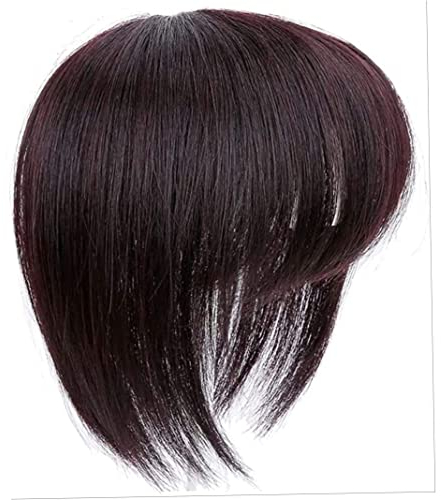Menschliches Haar für Frauen mit dünnem Haar -Toper -Clip in Haarteil mit Pony 12x12cm Seide Straight Top, 20 cm dunkelbraun q