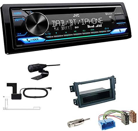 JVC KD-DB922BT 1-DIN Autoradio CD-Receiver Bluetooth DAB+ Digital Radio Einbauset passend für Suzuki Splash 2008-2014 schwarz