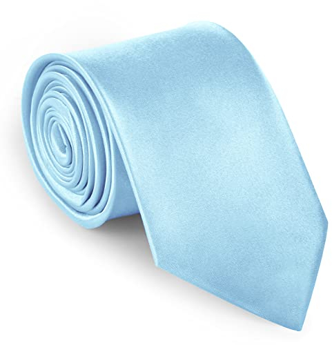 URAQT Cravate Homme, Cravate pour hommes faite à la main, 8CM Étroit Slim Plusieurs Couleurs Disponibles, Cravate Unie pour Mariage Cravate d'Affaires Formelle, Couleur Bleu Ciel