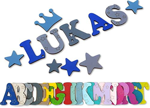 7cm Holzbuchstabe L, Türbuchstabe Kinderzimmer, Freie Farbgestaltung, Taufgeschenk, Geburtsgeschenk, Kinderzimmer deko inkl. Klebepads (L)