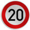 Petit autocollant de signalisation routière – Mini panneau de signalisation – Diamètre 10 cm – Réfléchissant – Divers autocollants pour marquage extérieur et intérieur (20 km/h)