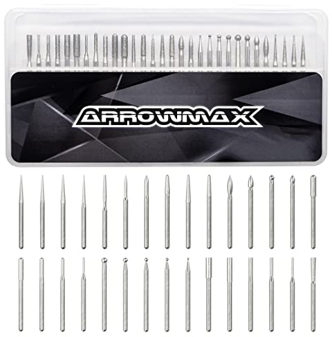 ARROWMAX Schnitzbits Holzgravur-Fräser mit (2,35 mm) Schaft, 30 Stück Gravurbits für Ihre unterschiedlichen Bedürfnisse, langlebiges Zubehör für rotierende Werkzeuge für Heimwerker, Schnitzen
