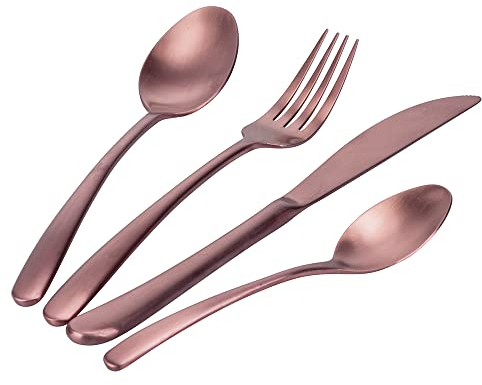 Villa d'Este Home Tivoli Set 24 Posate in Acciaio Inox, Rame Satinato, Drop