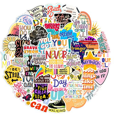 50Pcs Inspirational Stickers for Kids Teens Adults Boys Girls Gift,Stickers Pack for Laptop,Skateboard Luggage Car Bike Cup Computer Water Bottle Decor,Inspirational Vinyl Waterproof Sticker Decal