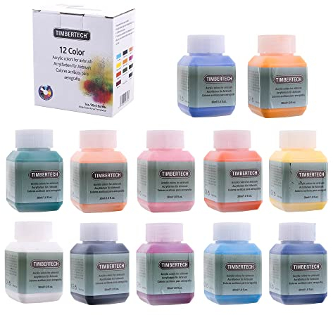 Timbertech Acryl Farben Airbrush Farben 12x 30ml MULTICOLOR