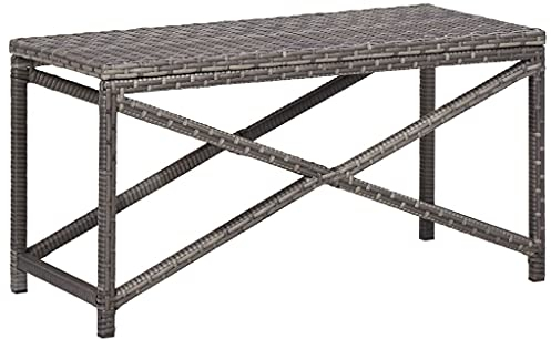 KRHINO Sitzbank Modern Parkbank, Gartenbank 80 cm Poly Rattan Grau Blumenbank Sitzbank Garten Balkon Balkonbank Grau