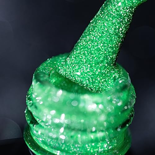 BURANO Reflective Gel Nagellack, UV-Nagellack 7.3ml Reflective Diamond Nail Glitter Gel Polish, Sparkly Sommer Herbst Farbe Gel Polish Holografische Glitter (Neon Green SZ10)