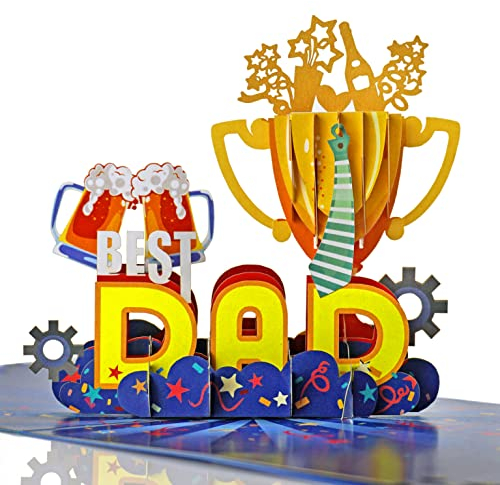 CUTPOPUP Bester Papa-Pokal - Vatertag karte, Geburtstagskarte mann, Geburtstagskarte, 3D Pop Up (Best Dad Cup) US8-21DE
