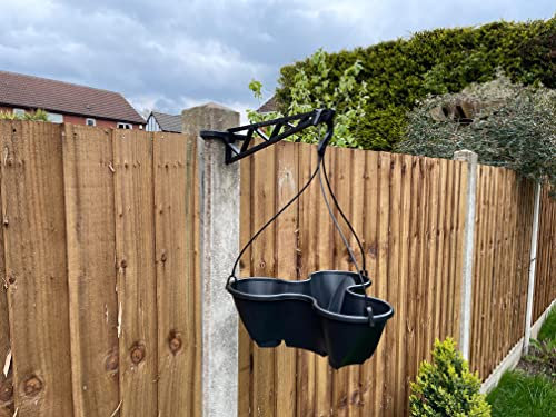 HowseHold Hanging Baskets for Concrete Fence Posts - Includes Basket, Hook & Bracket [2 PACK] (2 Pack)