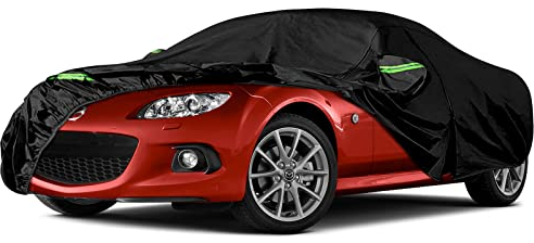 wasserdichte Autoabdeckung Ersatz für Mazda Miata/MX-5 1998–2025 6 Schichten Autoplane Allwetter-Miata-Outdoor Abdeckung mit Reißverschlusstür& winddichten Bändern für Schnee Regen Staub Sonne Schutz