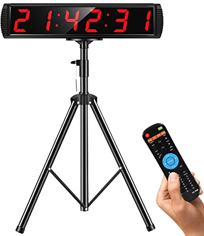 Huanyu LED-Digitaluhr, Timer, 10,2 cm, 6-stellig, High-Definition-Uhr, Countdown, 30 m, sichtbar für Büro, Klassenzimmer, Zuhause, Fitnessstudio