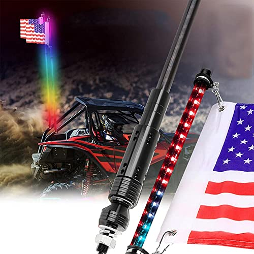 GOOBIX 1 Paire de lumières de Fouet à LED de Danse 3FT avec Drapeau 360 ° torsadées pour Tout-Terrain Jeep RZR UTV ATV Sand Dune Buggy Quad Camion Bateau