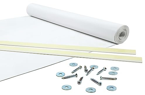 Giuri Tessuti - Fasce in PVC Pieno per Copertura ad Onda di Gazebo e Pergola - Telo ombreggiante ignifugo (Bianco, 45x650cm)