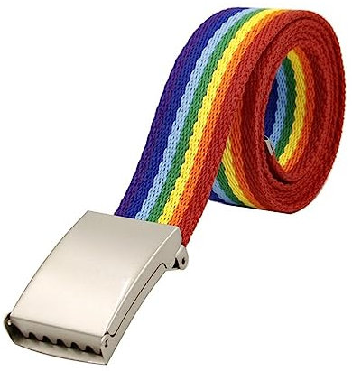 NIUXICH Bunte gewebte Gürtel mit Flip-Canvas-Streifen für Männer und Frauen, farblich passende Gürtel, Regenbogen-Canvas-Gürtel, 3,8cm, 100cm