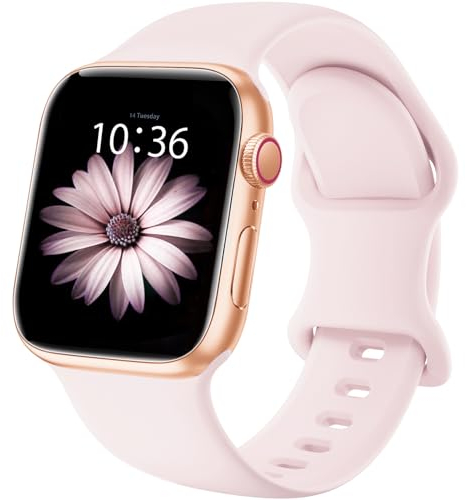 Higgs Silikon Armband Kompatibel mit Apple Watch Armband 38mm 40mm 41mm 42mm 44mm 45mm 46mm 49mm Damen Herren, Weich Sport Ersatz Armbänder für iWatch se Series 10 9 8 7 6 5 4 3 2 1 Ultra,Hellrosa