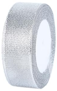 Wambere Satinband 30mm, 22 Meters Dekoration Geschenkband breit Schleifenband Taufe und Geburtstag Geschenke Zum Geschenkverpackung Geburtstag Und Hochzeitsdekoration,Silber