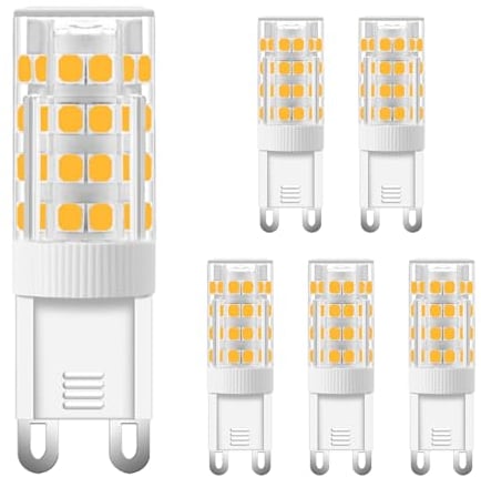 Unnderwiss Bombilla LED G9 5W (5 piezas) equivalente a una halógena de 40 vatios G9 500LM 3000K Blanco cálido 220V Sin parpadeo, no regulable Adecuada para la iluminación de salones y dormitorios.
