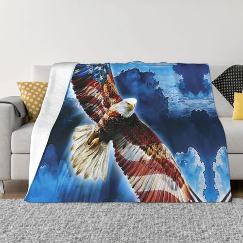 ObabO American Eagle Flanelldecke in verschiedenen Größen, ultraweich, Plüsch-Sofa-Decke, leicht und warm, langlebig