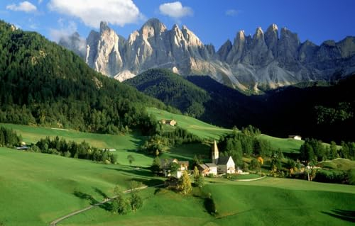 GUOHLOZ Puzzle 1500 Teile, Geschicklichkeitsspiel für die ganze Familie, farbenfrohes Legespiel, Erwachsenenpuzzle ab 9 Jahren, Dorf, Alpen, Italien, 87x57cm