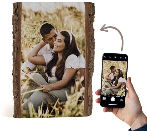 Cadeauki Bild auf Holz mit Rinde Fotogeschenk Bild auf Rustikales holzbrett mit Rinde - Personalisierte Geschenke für Männer (1)