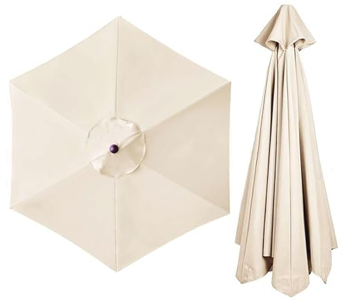 Ersatzschirm Baldachin Outdoor Regenschirm Ersatztuch, Rund 6/8-Rippen, UV30+ Wasserdicht, Terrassenschirm Überdachung Sonnenschirm Bespannung (Color : Off-White, Size : 6 ribs-3m(9.8ft))