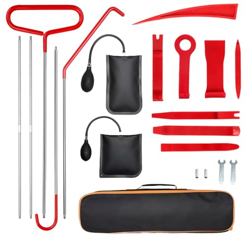 Kit Apertura Porte Auto,Kit Apertura Porte,Kit Smontaggio Plastiche Auto,Set di Attrezzi Professionali per Auto,20 PCS con Manico Lungo,Pompa a Cuneo,Cuneo,Strumento indispensabile per Le emergenze