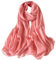 Lina & Lily Foulard en mousseline de soie froissée pour femme - Printemps été - Transparente - Soyeux et léger, rose saumon, taille unique