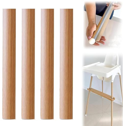 Dekorative Beinbandagen für hochstuhl, 4 Stück Dekorative Beinwickel kompatibel mit IKEA Antilop Hochstuhl, Selbstklebende dekorative Aufkleber im Bambusstil für Hochstühle