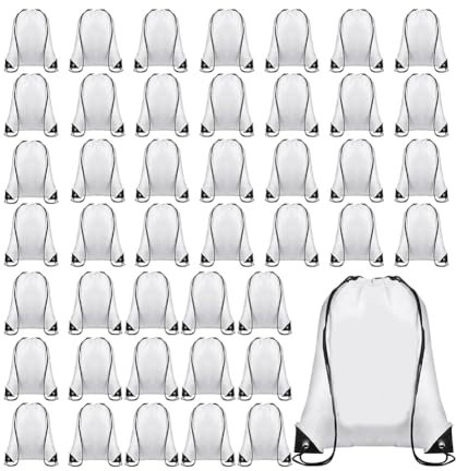 POLISH 25 Stück Sublimations-Kordelzugbeutel, Großpackung, Weiß, Kordelzug-Rucksäcke, Wiederverwendbar, für Fitnessstudio, Sport, Sinch Sack, Rucksack