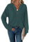 Tanmolo Hoodie Damen Kapuzenpullover Knopfleiste Leichter Pullover Langarm Sweatshirt Tops für Herbst Dunkelgrün, M