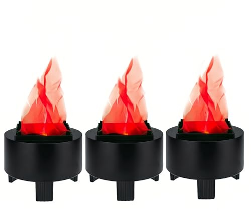 Lancoon 3D LED Fake Fire Flame Light, 3 Pack Artificial Flickering Flame Lamp Bulb Electric Campfire Effect Indoor for Christmas Halloween Festival Event Party Club Decoration