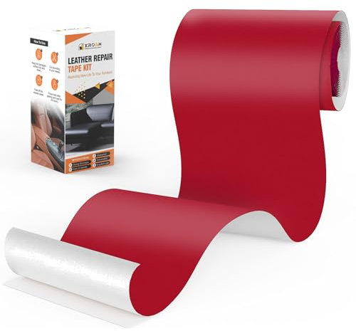 Xroam Kunstleder Selbstklebend, 12x160 cm Rot Glatt Leder Reparatur Patch, Lederflicken Selbstklebender, Kunstleder Reparaturset, Leder Patch Selbstklebend für Sofa, Autositze, Taschen, Jacken