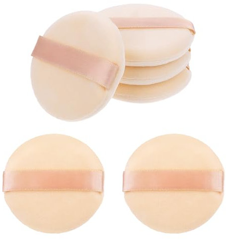 Lot de 6 houppettes rondes en coton doux pressé pour poudre libre, poudre fixante, poudre corporelle, fond de teint (6,5 cm)