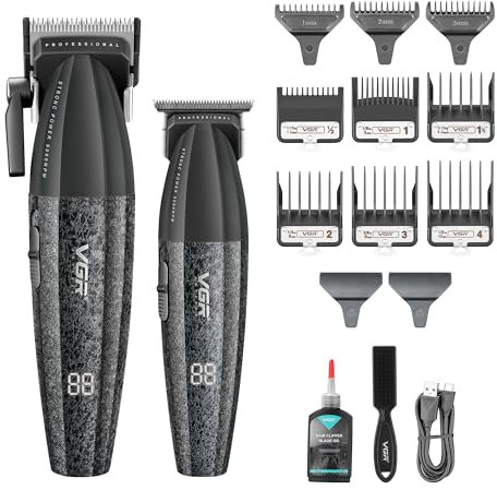 VGR Haarschneidemaschinen für Herren, schnurloses Set, Bart-Haarschneidemaschine – Professionelle Friseur-Kombination 9000 U/min – Herren-Haarschneidemaschine für Kopfhaarschnitt – elektrisch