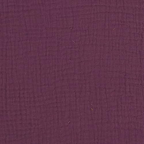 SUGARAPPLE Bio Musselin Stoff zum Nähen für Kinder | Stück 1 m x 135 cm | Baumwollkrepp Meterware | Öko Tex Standard | Doppelagige Gaze, Mull | Für Babydecken, Kleidung, Kuscheltücher | Uni Lila