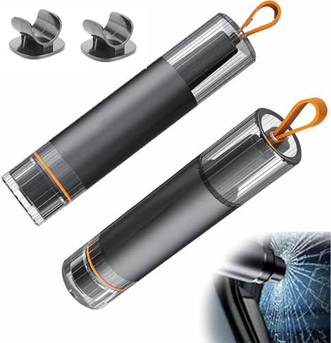 Bkemkri 2 PCS Martello di Emergenza per Auto con Tagliacintura, Taglia Cinture di Sicurezza e Rompivetro, Strumento di Salvataggio di Emergenza 2 in 1, Rompi Vetro Auto Emergenza Accessori per la Fuga