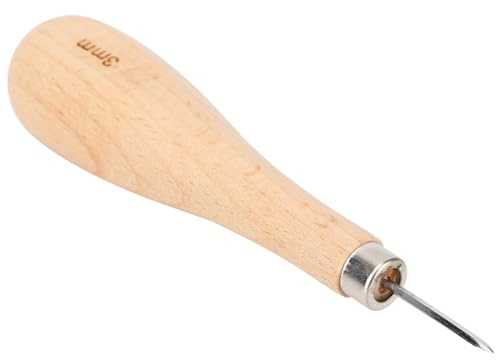 Akozon Outil de Poinçonnage en Cuir en Forme de Losange, Poinçon à Pointe de Diamant en Acier de 3 Mm avec Poignée Ergonomique en Hêtre (3mm)